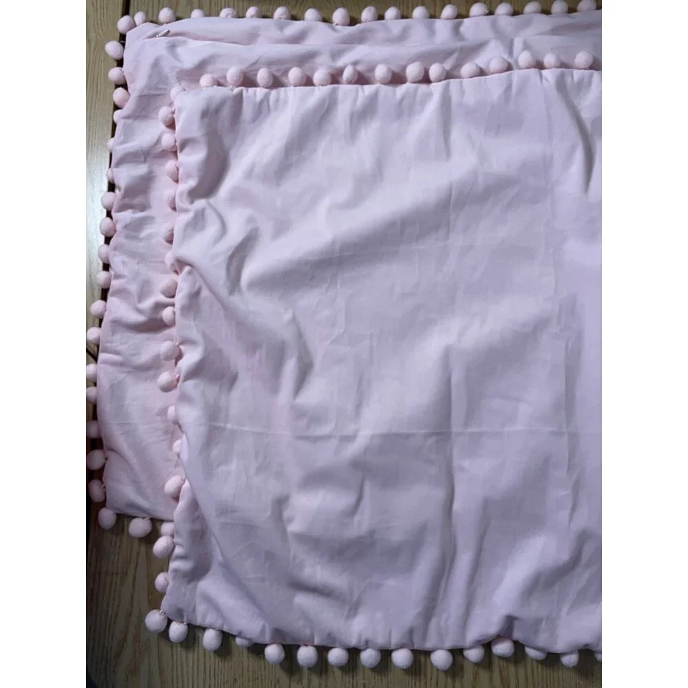New Bundle of 2 Velvety Feel Pillow Cushion Covers with Tassels Lt Pink 22
